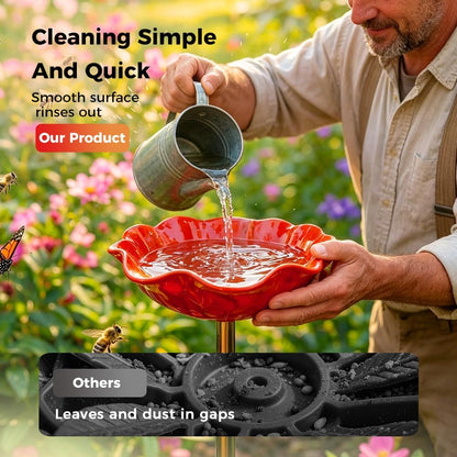 Zenvix™ 🌟Last Day Promotion🎁Handmade Metal Flower Garden Stake Bird Bath
