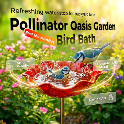 Zenvix™ 🌟Last Day Promotion🎁Handmade Metal Flower Garden Stake Bird Bath