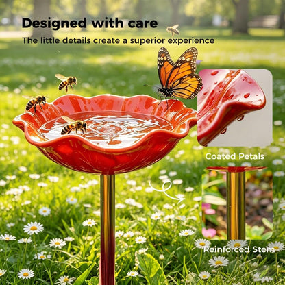 Zenvix™ 🌟Last Day Promotion🎁Handmade Metal Flower Garden Stake Bird Bath