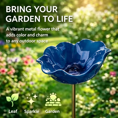 Zenvix™ 🌟Last Day Promotion🎁Handmade Metal Flower Garden Stake Bird Bath