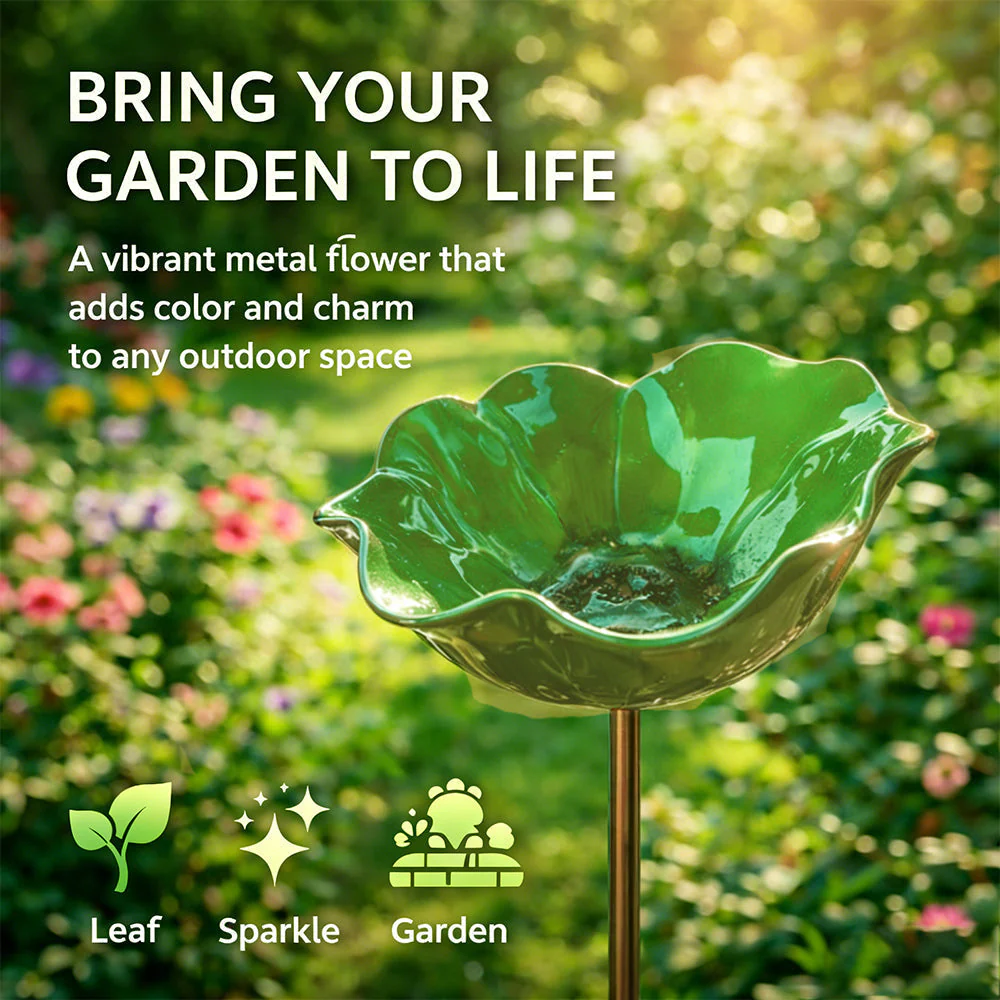 Zenvix™ 🌟Last Day Promotion🎁Handmade Metal Flower Garden Stake Bird Bath