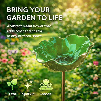 Zenvix™ 🌟Last Day Promotion🎁Handmade Metal Flower Garden Stake Bird Bath