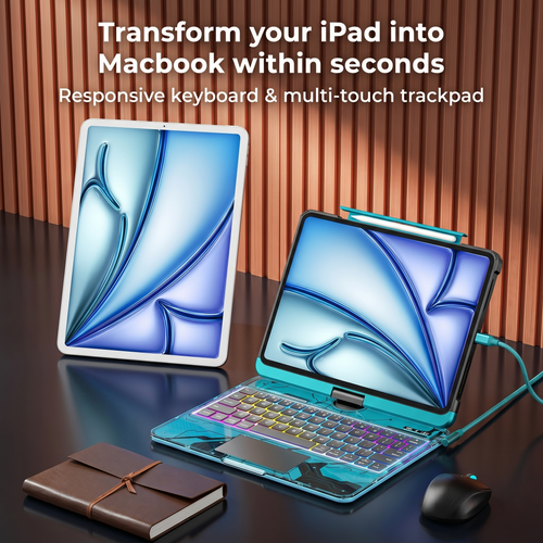 Zenvix™ Prism Clear Wireless Keyboard Case Pro | Trackpad & 360° Stand