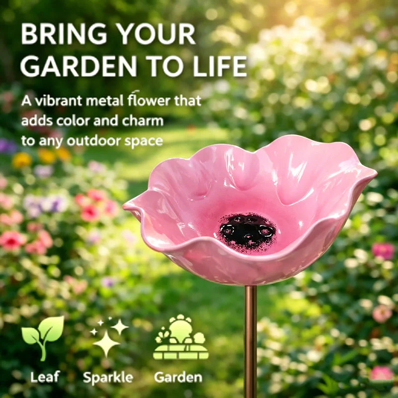 Zenvix™ 🌟Last Day Promotion🎁Handmade Metal Flower Garden Stake Bird Bath