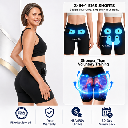 INIA CURVIFY 3-in-1 Toning Shorts for Women – Hips, Thigh and Core Areas Support with 4 Modes & Wireless Controller