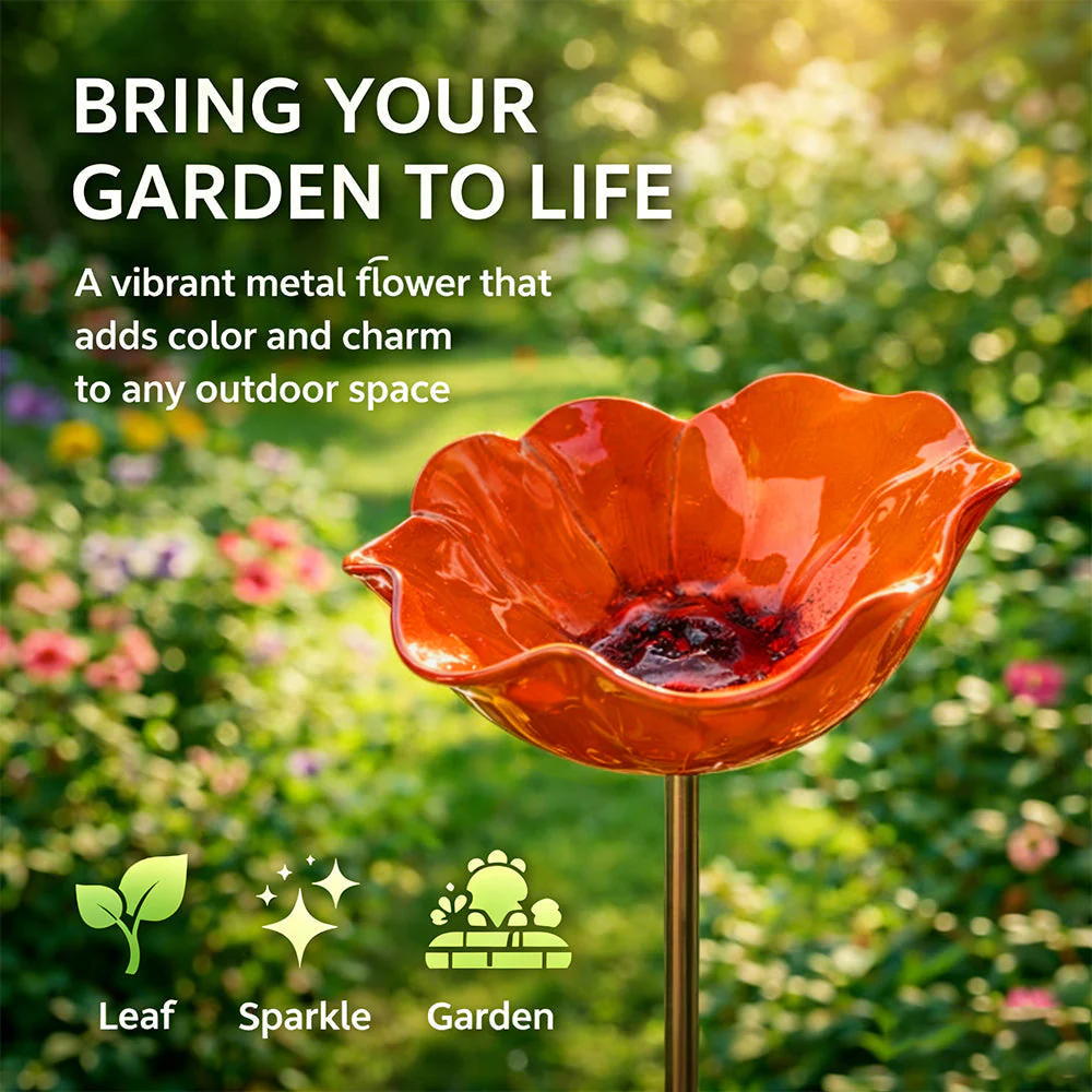 Zenvix™ 🌟Last Day Promotion🎁Handmade Metal Flower Garden Stake Bird Bath