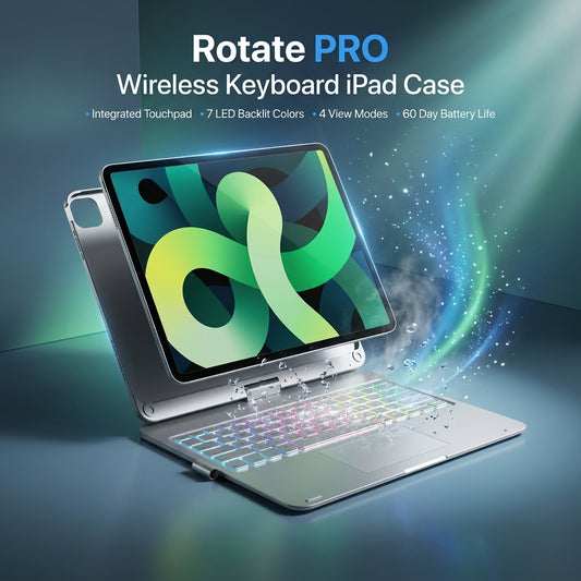 Rotate Pro™ Wireless Keyboard Case for Ipad