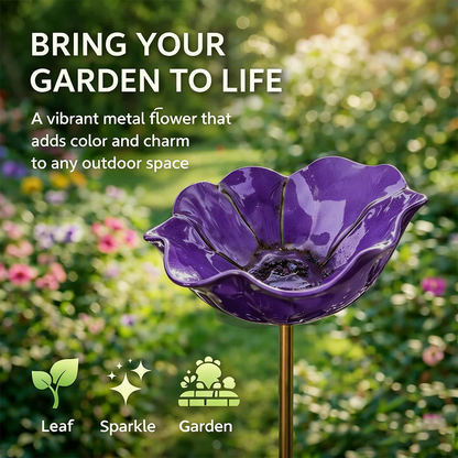 Zenvix™ 🌟Last Day Promotion🎁Handmade Metal Flower Garden Stake Bird Bath