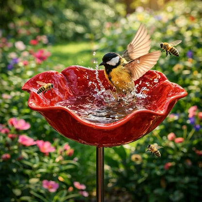 Zenvix™ 🌟Last Day Promotion🎁Handmade Metal Flower Garden Stake Bird Bath