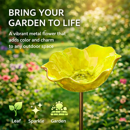 Zenvix™ 🌟Last Day Promotion🎁Handmade Metal Flower Garden Stake Bird Bath