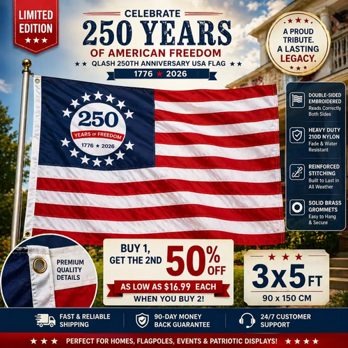 🔥Last Day: 49% OFF🔥 250th Anniversary USA Commemorative Flag (3x5 Ft),Double-Sided Embroidered 🇺🇸✨