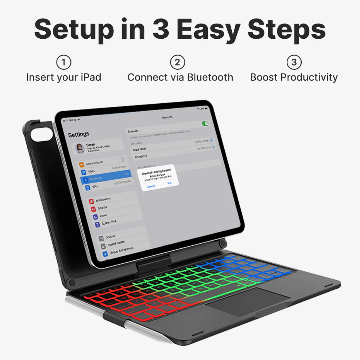Rotate Pro™ Wireless Keyboard Case for Ipad