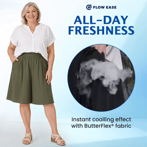 FlowEase - Cooling Stretch Knee-Length Shorts for Women