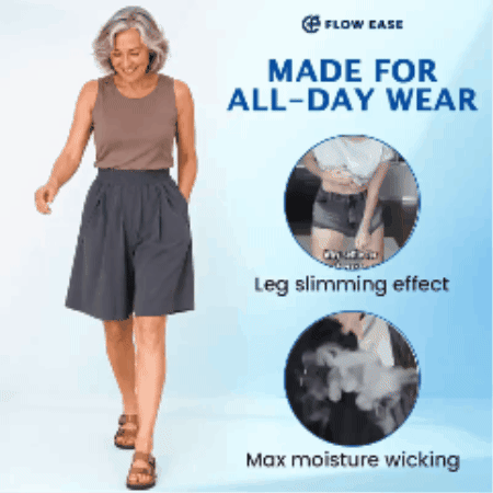 FlowEase - Cooling Stretch Knee-Length Shorts for Women