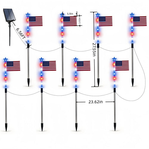 🔥Last Day 50% OFF 🔥MADE IN USA-8-Piece Flag Light Set🔥 – 4th of July Decorations✨