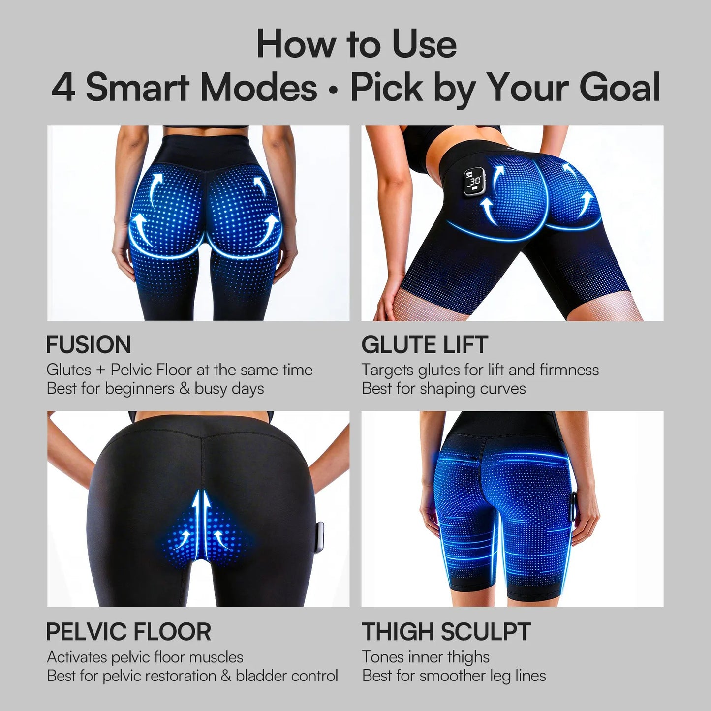 INIA CURVIFY 3-in-1 Toning Shorts for Women – Hips, Thigh and Core Areas Support with 4 Modes & Wireless Controller